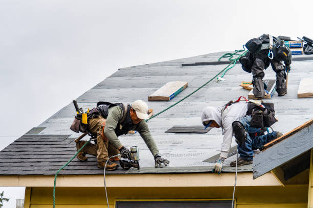 Professional Gutter Installation technician working in Danville, ME